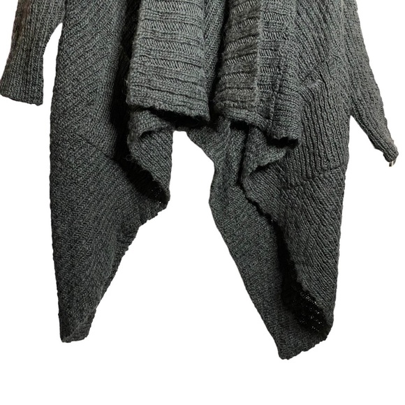 Abercrombie and Fitch Chunky Knit Waterfall Open Front Gray Dolman Cardigan M L - Picture 5 of 14